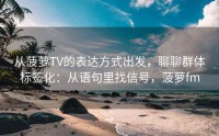 从菠萝TV的表达方式出发，聊聊群体标签化：从语句里找信号，菠萝fm