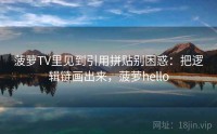 菠萝TV里见到引用拼贴别困惑：把逻辑链画出来，菠萝hello